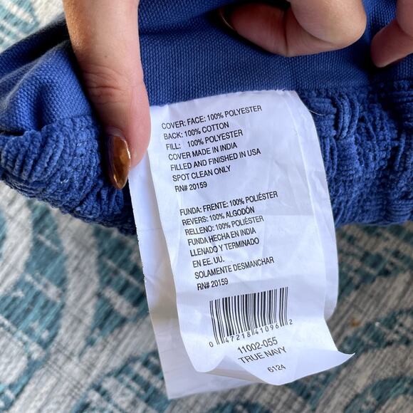 Scott Living Set of 2 Lumbar Throw Pillows Blue Textured Woven Cover 20"x10" - Picture 6 of 8